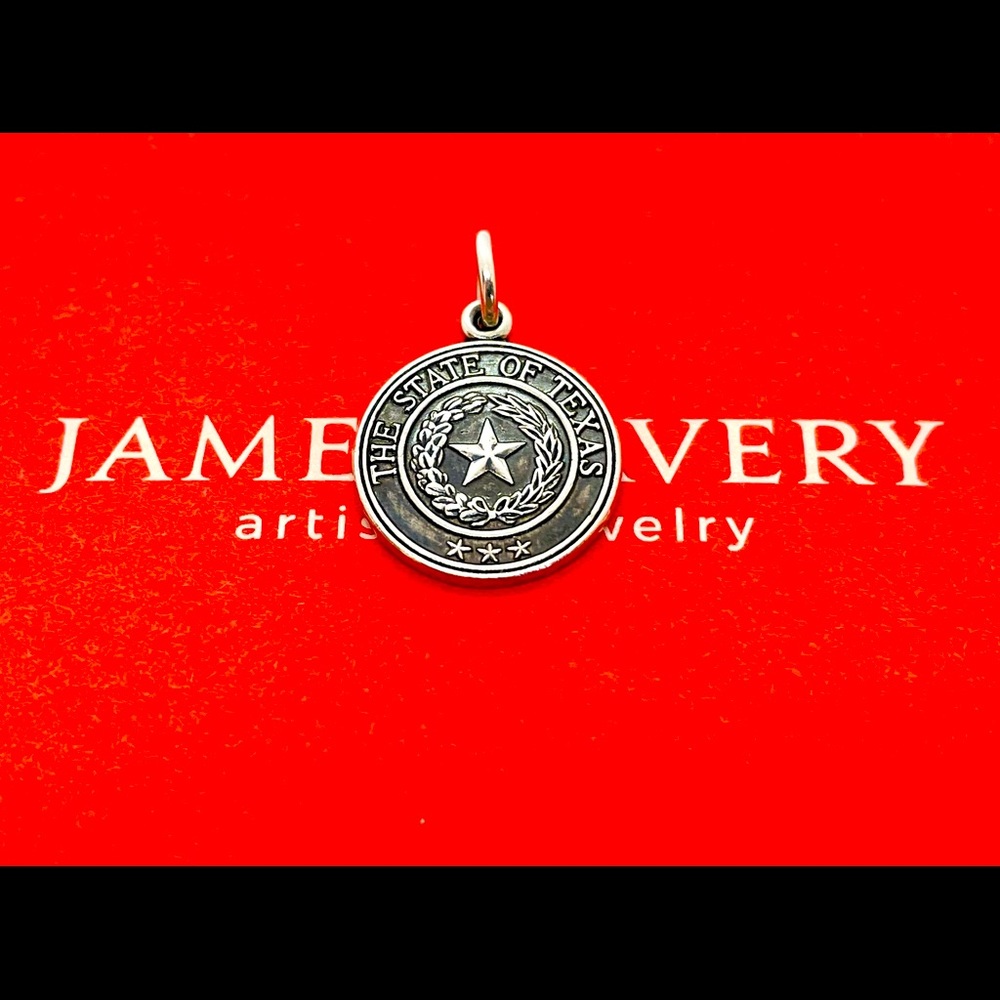 RARE RETIRED JAMES AVERY STERLING SEAL OF TEXAS CHARM WITH THREE STARS!